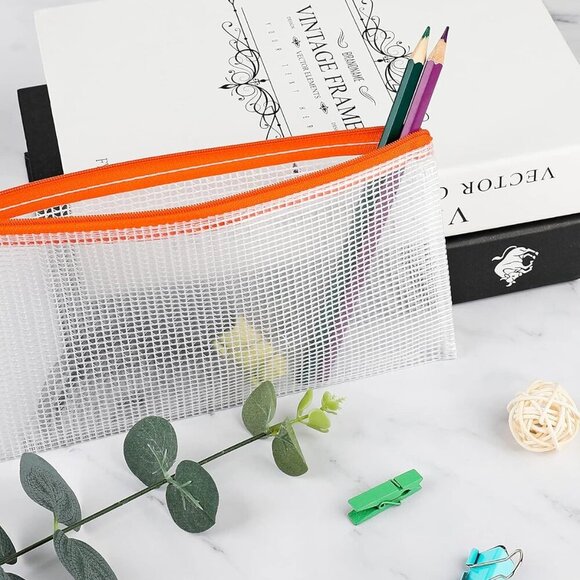 24PCS Pencil Pouches Bulk, 9.3" x 4.7"Mesh Zipper Pouch Pencil Case, 12 Colors W - Picture 6 of 6